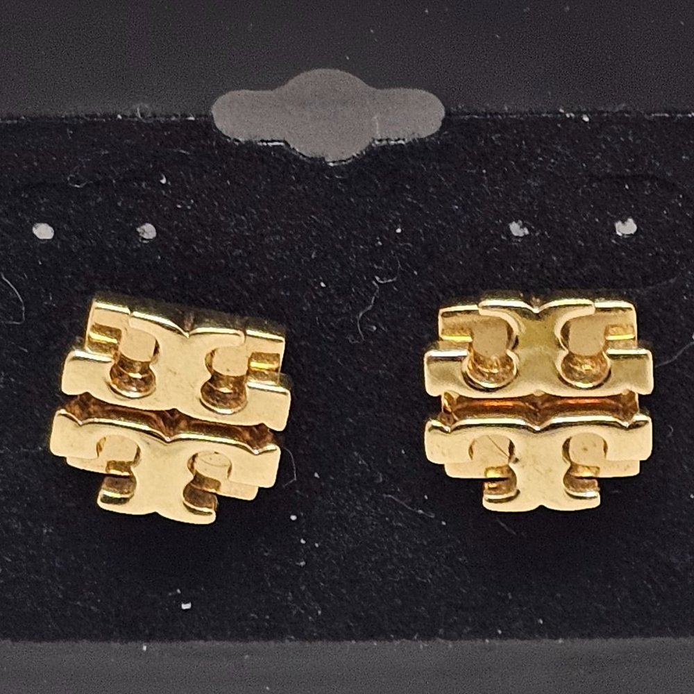 Runway Tory Burch Small T Logo Gold Tone Stud Earrings Jewelry Gift